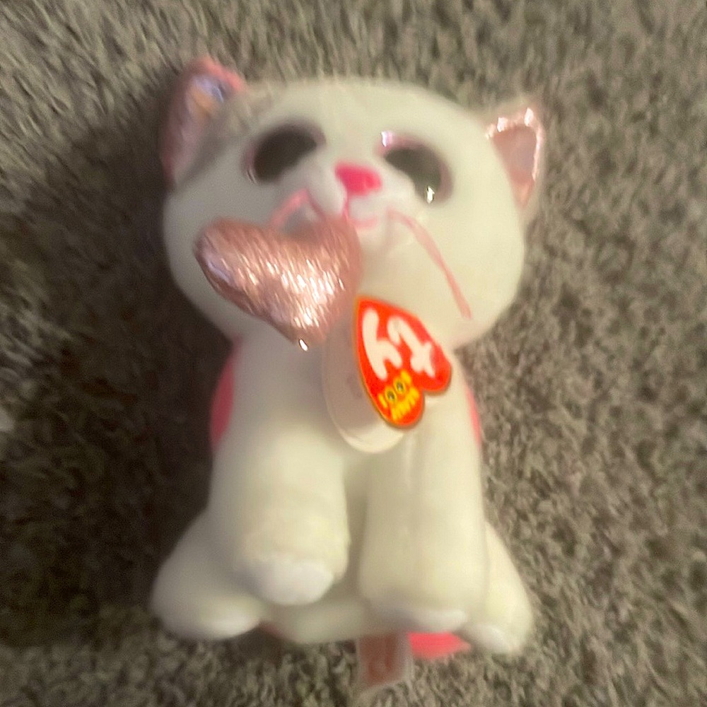 cat white pink sparkley valentine fluffy grey gray